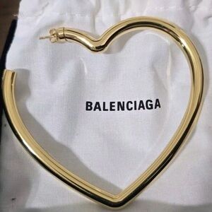 BALENCIAGA Gold tone oversized heart single earring NWT